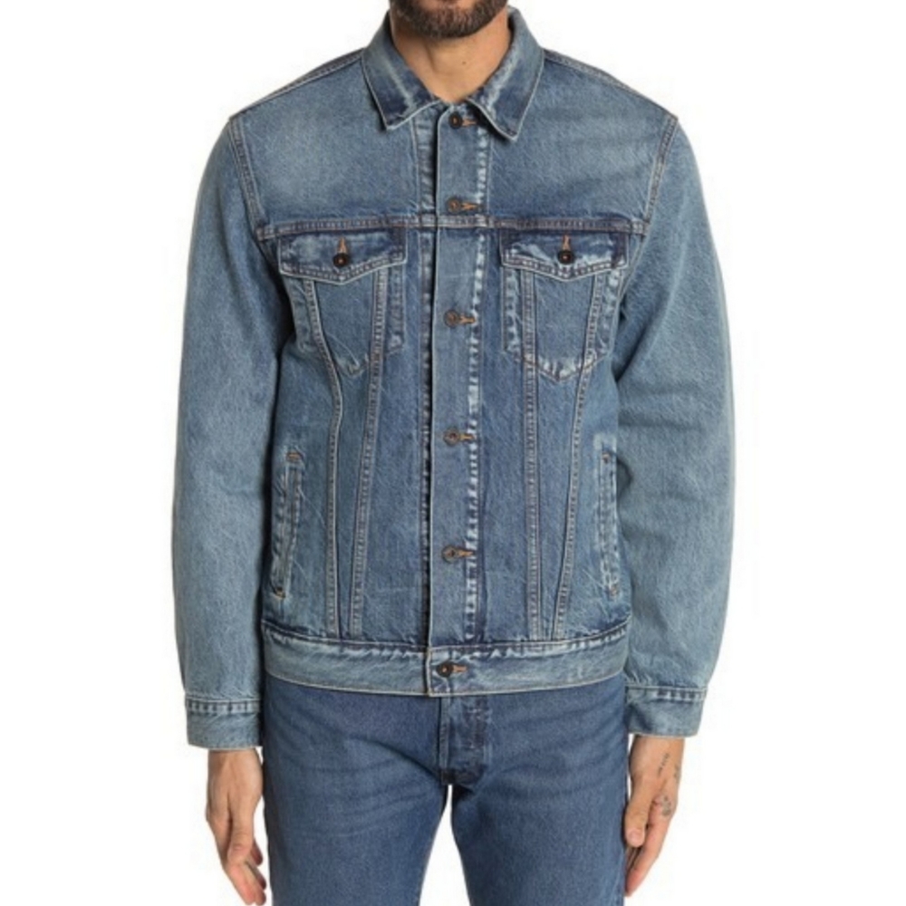 LEVI'S Jean Denim Trucker Jean Denim Jacket Large - Picture 3 of 4